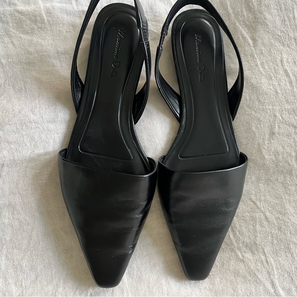 Massimo Dutti Leather Slingback Ballet Flats